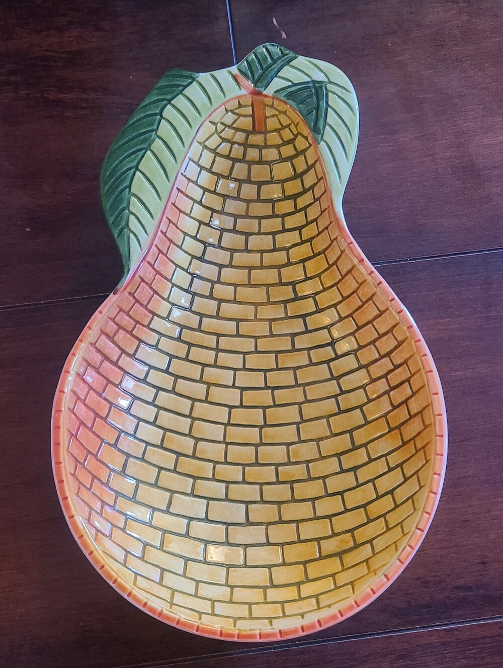 Vintage Clay Art Yellow Brick Pear Serving Dish Bowl Trinket Dish C.A.